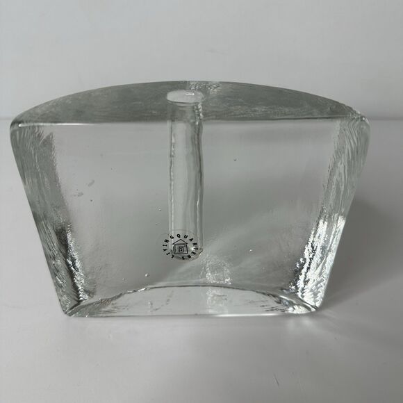 Living Quarters Half Moon Glass Bud Vase Taper Candle Pen Holder Book End Heavy - Picture 3 of 15